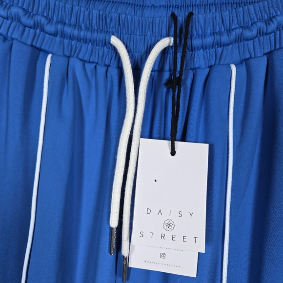 NEW Daisy Street Blue Split Hem Wide Leg Pull On Track Pants XS 90s Y2K Style - Picture 5 of 14